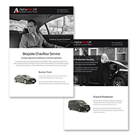 Brochure Design for chauffeur Company by The Pea Green Boat Design, Croydon, Surrey, London