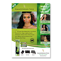 Point of Sale Design for Amazonian Silk by The Pea Green Boat Design, Croydon, Surrey, London