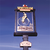 Signage Design for Wrexham Lager Brewery by The Pea Green Boat Design, Croydon, Surrey, London